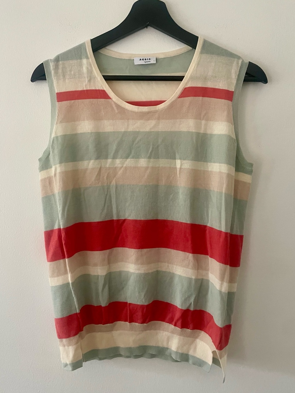 AKRIS Punto 100% Virgin Wool Striped Tank Top Size 8